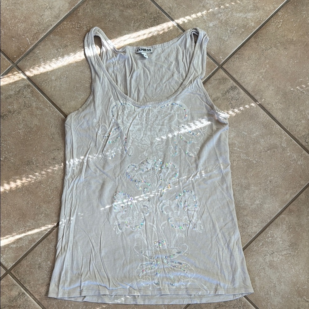 Express Cream Sparkle Tank Top